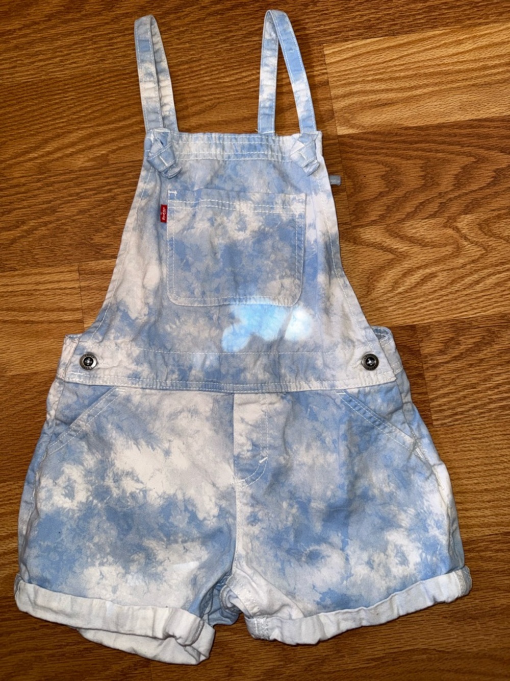 Levi's Light Blue & White Tie-Dye Short Overalls size 10 shortall girls